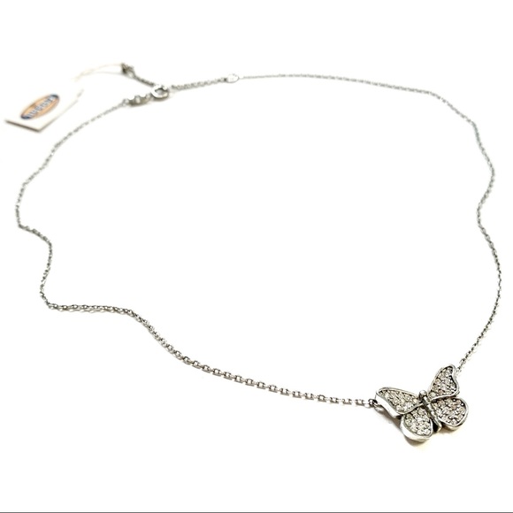 Fossil Rhinestone Silver Butterfly Necklace - Picture 1 of 3